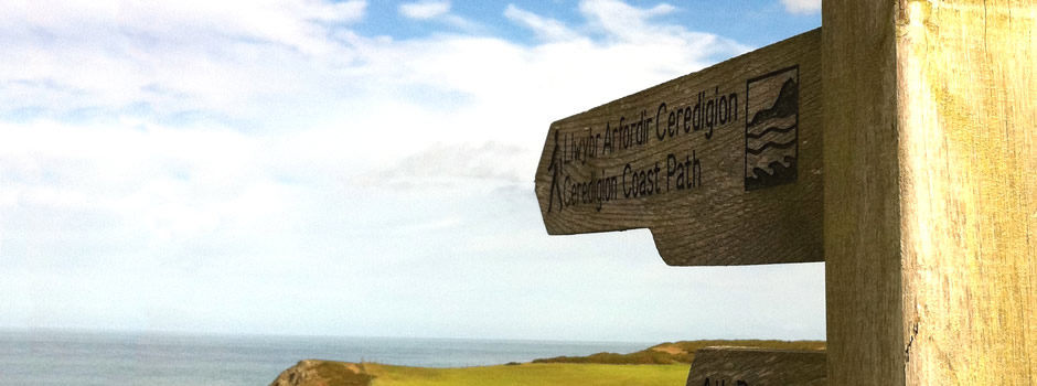 Coastal Path sign at Mwnt