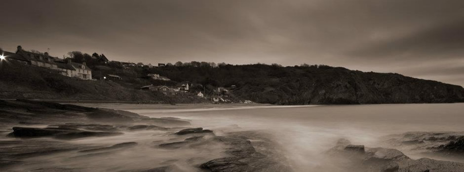 Long exposure shot of the beach at Aberporth